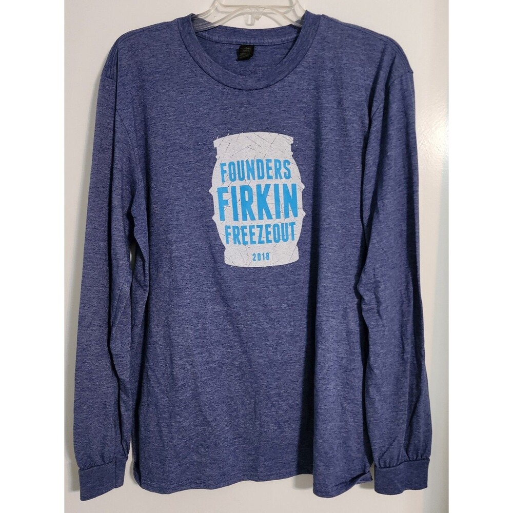 Founders Brewing Firkin Freezeout 2018 Graphic Tee Shirt Gray Size Large